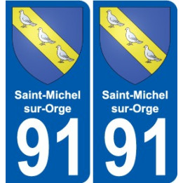 91 Saint-Michel-sur-Orge escudo de armas de la etiqueta engomada de la placa de pegatinas de la ciudad