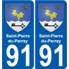91 Saint-Pierre-du-Perray escudo de armas de la etiqueta engomada de la placa de pegatinas de la ciudad