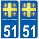 51 Chalons-en-Champagne blason autocollant plaque stickers ville