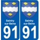 91 Saintry-sur-Seine escudo de armas de la etiqueta engomada de la placa de pegatinas de la ciudad