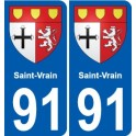 91 Saint-Vrain coat of arms sticker plate stickers city