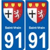 91 Saint-Vrain blason autocollant plaque stickers ville
