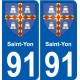 91 Saint-Yon blason autocollant plaque stickers ville