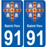 91 Saint-Yon blason autocollant plaque stickers ville