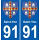 91 Saint-Yon blason autocollant plaque stickers ville