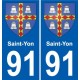 91 Saint-Yon coat of arms sticker plate stickers city