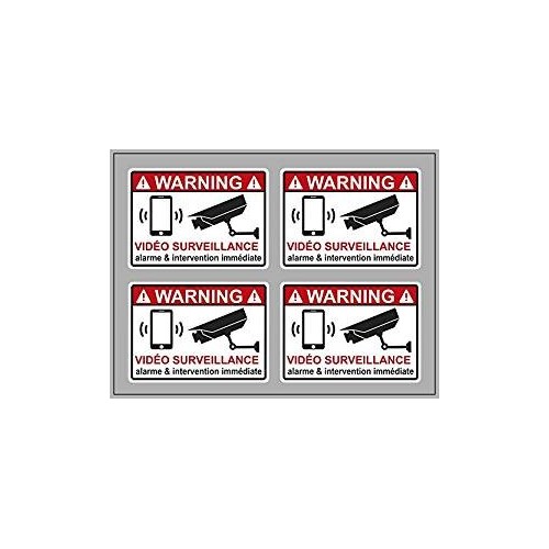 alarme vidéo survaillance lot 4 stickers smartphone logo 4632 autocollant adhésif sticker