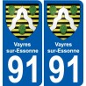 91 Vayres-sur-Essonne escudo de armas de la etiqueta engomada de la placa de pegatinas de la ciudad