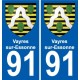 91 Vayres-sur-Essonne escudo de armas de la etiqueta engomada de la placa de pegatinas de la ciudad