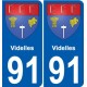 91 Videlles escudo de armas de la etiqueta engomada de la placa de pegatinas de la ciudad