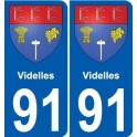 91 Videlles coat of arms sticker plate stickers city