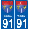 91 Videlles blason autocollant plaque stickers ville