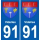 91 Videlles coat of arms sticker plate stickers city