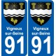 91 Vigneux-sur-Seine coat of arms sticker plate stickers city