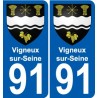 91 Vigneux-sur-Seine blason autocollant plaque stickers ville