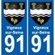 91 Vigneux-sur-Seine coat of arms sticker plate stickers city