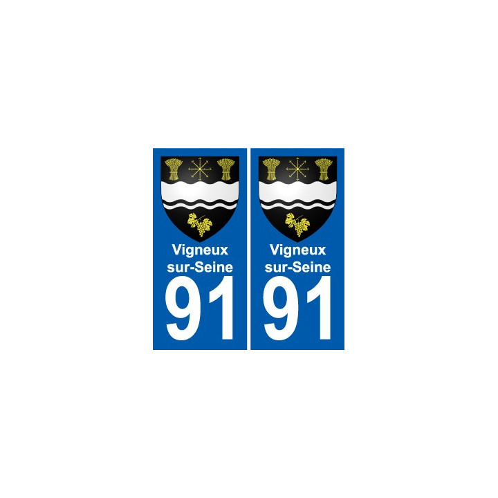 91 Vigneux-sur-Seine escudo de armas de la etiqueta engomada de la placa de pegatinas de la ciudad