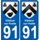 91 Villebon-sur-Yvette escudo de armas de la etiqueta engomada de la placa de pegatinas de la ciudad