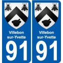 91 Villebon-sur-Yvette coat of arms sticker plate stickers city