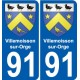 91 Villemoisson-sur-Orge blason autocollant plaque stickers ville