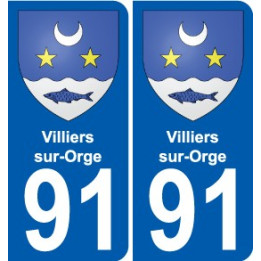 91 Villiers-sur-Orge escudo de armas de la etiqueta engomada de la placa de pegatinas de la ciudad