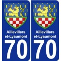 70 Aillevillers-et-Lyaumont escudo de armas de la etiqueta engomada de la placa de pegatinas de la ciudad