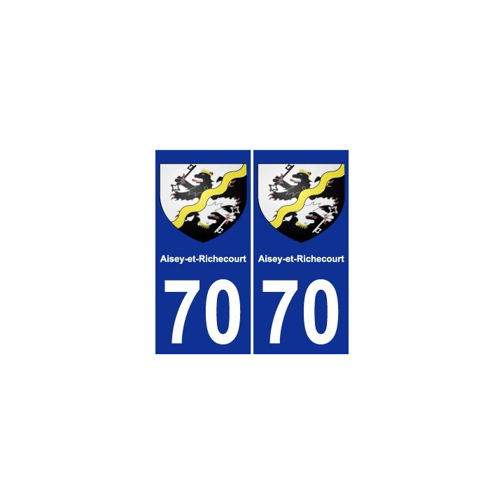70 Aisey-et-Richecourt escudo de armas de la etiqueta engomada de la placa de pegatinas de la ciudad