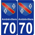 70 Ambiévillers escudo de armas de la etiqueta engomada de la placa de pegatinas de la ciudad