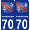 70 Ambiévillers escudo de armas de la etiqueta engomada de la placa de pegatinas de la ciudad