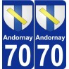 70 Andornay escudo de armas de la etiqueta engomada de la placa de pegatinas de la ciudad