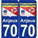 70 Anjeux blason autocollant plaque stickers ville