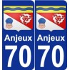 70 Anjeux coat of arms sticker plate stickers city