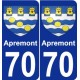 70 Apremont escudo de armas de la etiqueta engomada de la placa de pegatinas de la ciudad