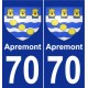 70 Apremont escudo de armas de la etiqueta engomada de la placa de pegatinas de la ciudad
