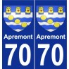 70 Apremont escudo de armas de la etiqueta engomada de la placa de pegatinas de la ciudad