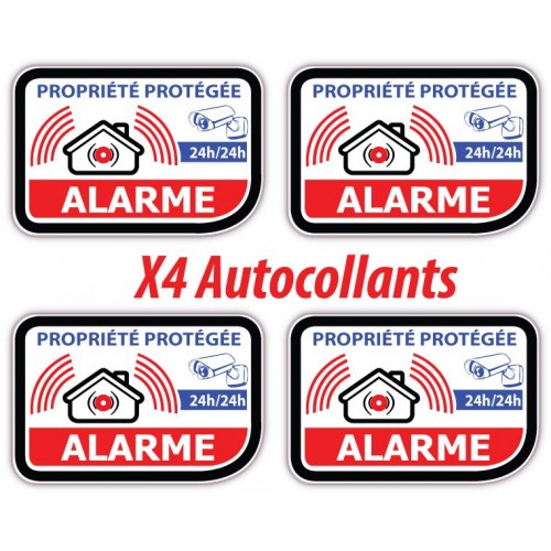 Sticker Alarme Vidéo-Surveillance Autocollant lot de 4 stickes logo 326 adhésif
