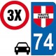 74 Haute Savoie kreuz aufkleber platte