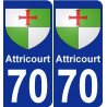 70 Attricourt escudo de armas de la etiqueta engomada de la placa de pegatinas de la ciudad