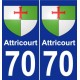 70 Attricourt blason autocollant plaque stickers ville