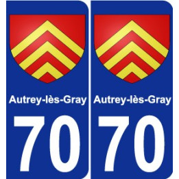 70 Autrey-lès-Gray escudo de armas de la etiqueta engomada de la placa de pegatinas de la ciudad