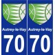 70 Autrey-le-Vay escudo de armas de la etiqueta engomada de la placa de pegatinas de la ciudad