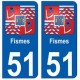 51 Fismes blason autocollant plaque stickers ville