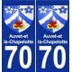 70 Auvet-et-la-Chapelotte escudo de armas de la etiqueta engomada de la placa de pegatinas de la ciudad