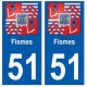 51 Fismes blason autocollant plaque stickers ville