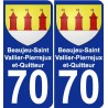 70 Beaujeu-Saint-Vallier-Pierrejux-et-Quitteur blason autocollant plaque stickers ville