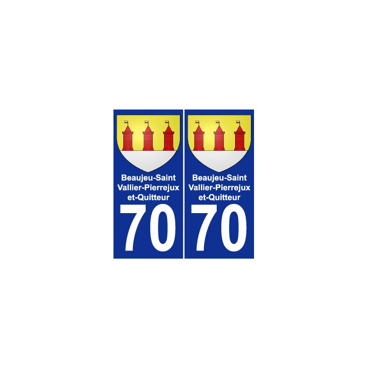 70 Beaujeu-Saint-Vallier-Pierrejux-et-Quitteur blason autocollant plaque stickers ville