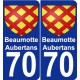 70 Beaumotte-Aubertans blason autocollant plaque stickers ville