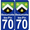70 Beaumotte-lès-Pin escudo de armas de la etiqueta engomada de la placa de pegatinas de la ciudad