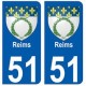 51 Reims blason autocollant plaque stickers ville