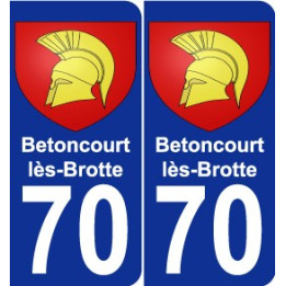 70 Betoncourt-lès-Brotte escudo de armas de la etiqueta engomada de la placa de pegatinas de la ciudad